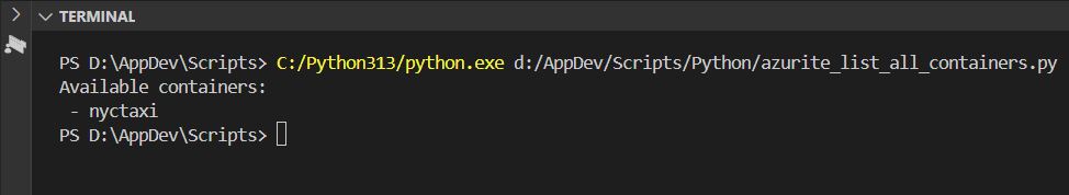 Delta-RS List Containers Output