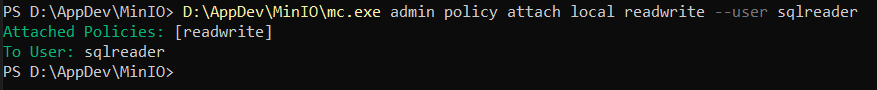MinIO Attach policy