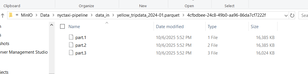 MinIO Parquet folder structure contd